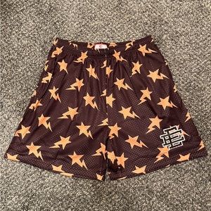 Eric Emanuel brown Bape shorts